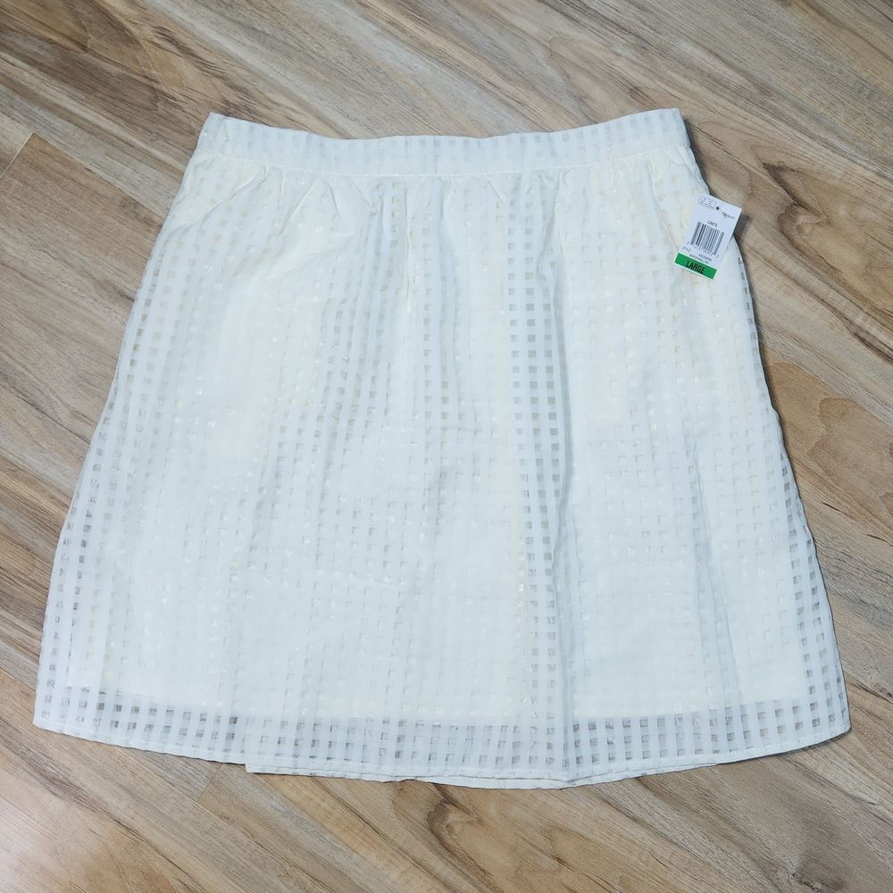 🔹️NWT Maison Jules Marshmallow Cream Checkered Print Skirt Large